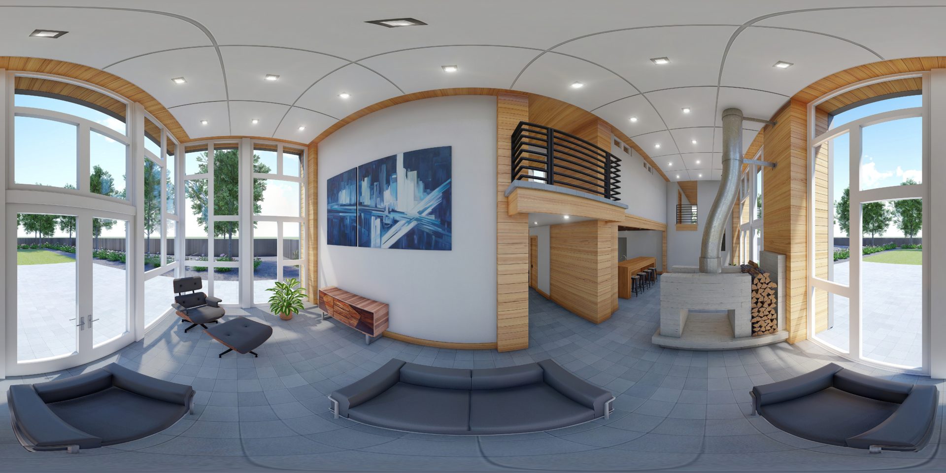 une visite virtuelle à 360° de l'intérieur d'une villa