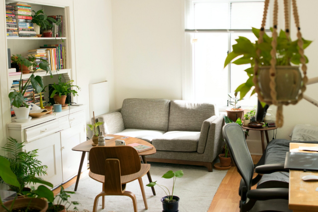 Studio lumineux avec espace de vie fonctionnel et ambiance contemporaine.