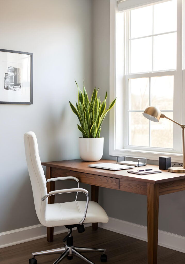 bureau domicile espace travail chaise fenêtre luminosité intérieur